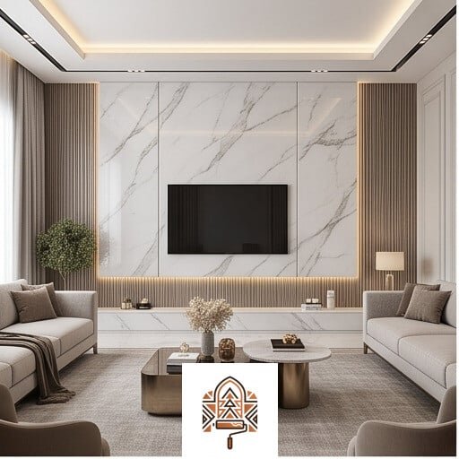 ديكور شاشة بديل الرخام