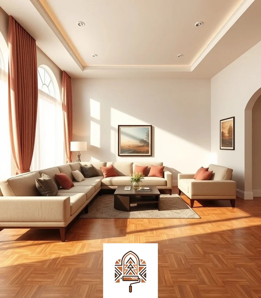 أرضية باركيه محفوظة مع أثاث منسق