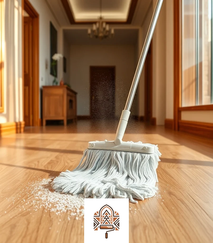 إزالة الغبار عن أرضية الباركيه بممسحة ناعمة