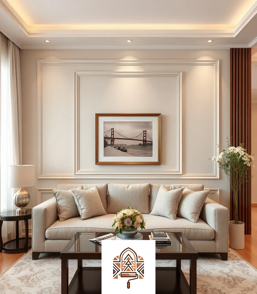 إطارات جبسية على جدار مجلس رسمي
