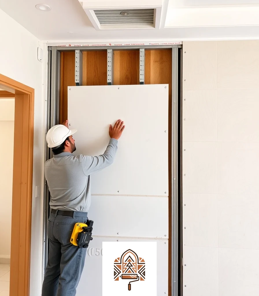 تثبيت ألواح الجبس بورد على هيكل القاطع