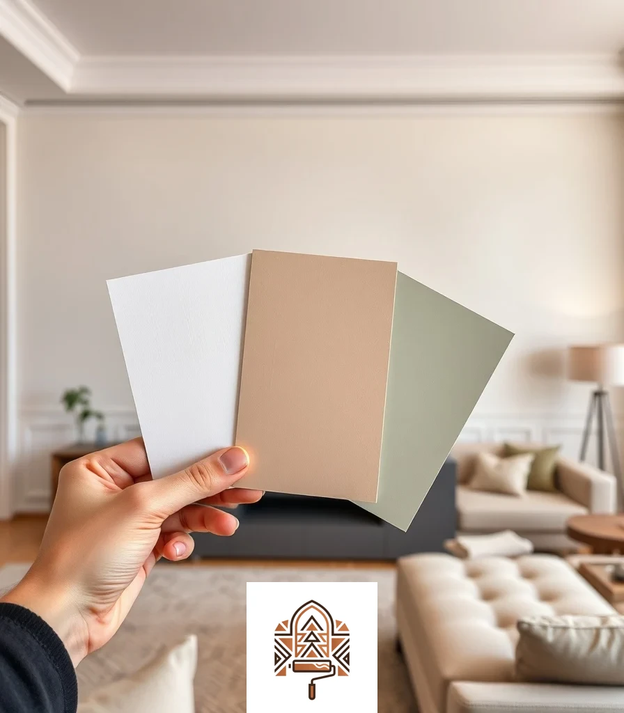 مقارنة عينات ألوان الدهانات على الجدار